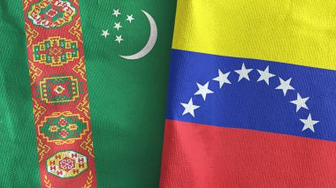 Venezuela ve Türkmenistan iki bayraklı tekstil kumaşı 3D