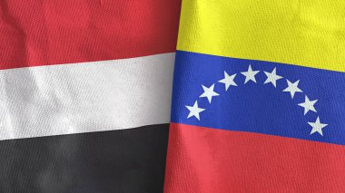 Venezuela ve Yemen iki bayraklı tekstil kumaşı.