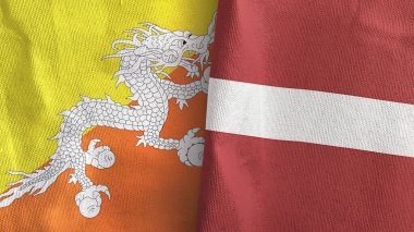 Letonya ve Bhutan 'da iki bayraklı kumaş 3D.