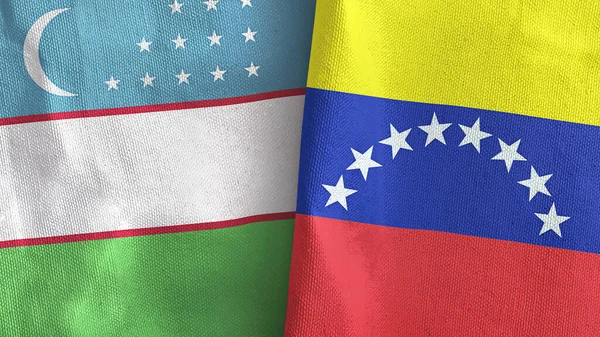 Venezuela ve Özbekistan 'da iki bayraklı tekstil kumaşı 3D