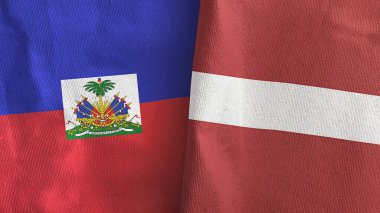 Letonya ve Haiti iki bayrak tekstil kumaşı 3D görüntüleme