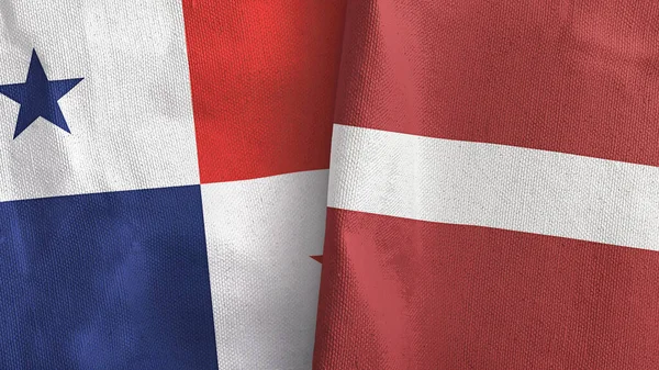 Letonya ve Panama 'da iki bayraklı kumaş 3D görüntüleme — Stok fotoğraf