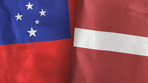 Latvia and Samoa two flags textile cloth 3D rendering — Stock Photo, Image