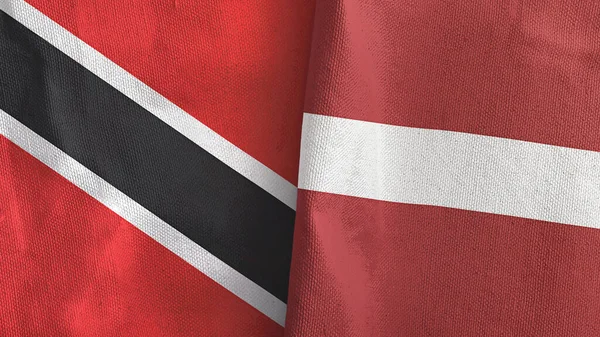 Latvia and Trinidad and Tobago two flags textile cloth 3D rendering — Stock Photo, Image