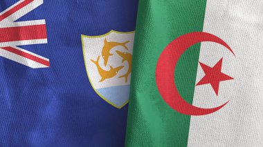 Cezayir ve Anguilla iki bayraklı tekstil kumaşı 3D.