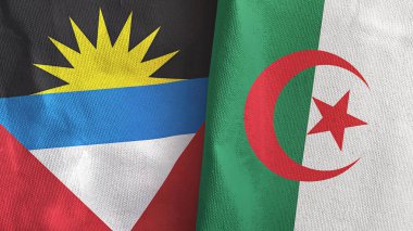 Cezayir, Antigua ve Barbuda iki bayraklı tekstil kumaşı.