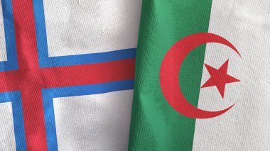 Cezayir ve Faroe Adaları. İki bayraklı tekstil kumaşı.