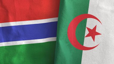 Cezayir ve Gambiya 'da iki bayraklı tekstil kumaşı 3D.