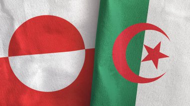 Cezayir ve Grönland 'da iki bayraklı kumaş 3D.