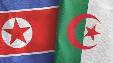 Cezayir ve Kuzey Kore 'de iki bayraklı kumaş 3D.