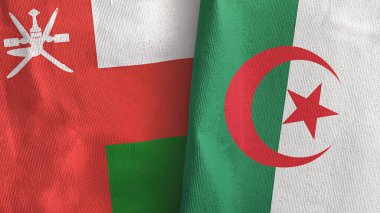 Cezayir ve Umman iki bayrak tekstil kumaşı 3D.
