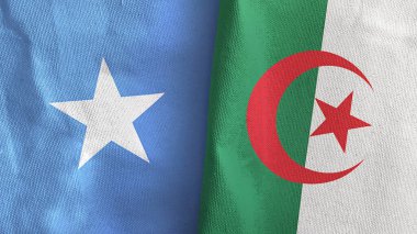 Cezayir ve Somali 'de iki bayraklı tekstil kumaşı 3D.