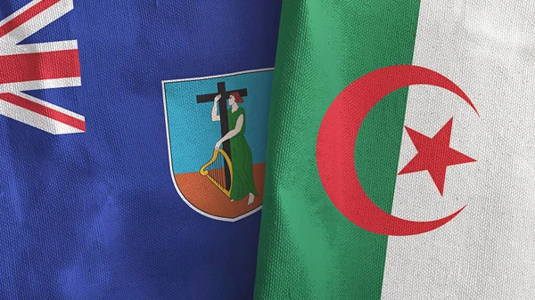 Cezayir ve Montserrat iki bayraklı tekstil kumaşı 3D.