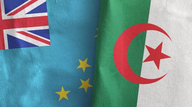 Cezayir ve Tuvalu iki bayraklı tekstil kumaşı.