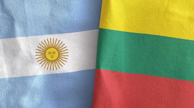 Litvanya ve Arjantin 'de iki bayraklı tekstil kumaşı 3D.