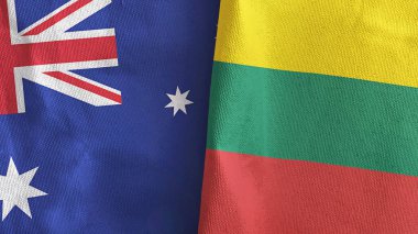 Litvanya ve Avustralya iki bayraklı kumaş 3D.