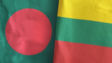 Litvanya ve Bangladeş iki bayraklı tekstil kumaşı 3D