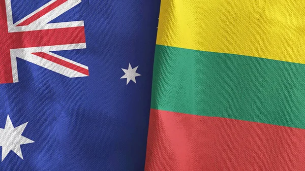 Litvanya ve Avustralya iki bayraklı kumaş 3D.