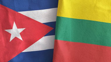 Litvanya ve Küba iki bayraklı tekstil kumaşı.