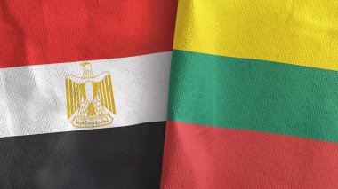 Litvanya ve Mısır 'da iki bayraklı kumaş 3D.