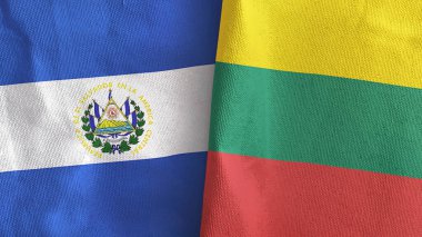 Litvanya ve El Salvador. İki bayraklı tekstil kumaşı.