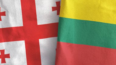 Litvanya ve Gürcistan 'da iki bayraklı tekstil kumaşı 3D