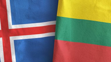 Litvanya ve İzlanda 'da iki bayraklı tekstil kumaşı 3D
