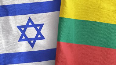 Litvanya ve İsrail iki bayraklı tekstil kumaşı 3D