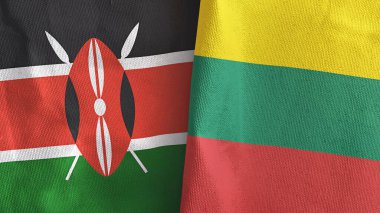 Litvanya ve Kenya iki bayraklı tekstil kumaşı.