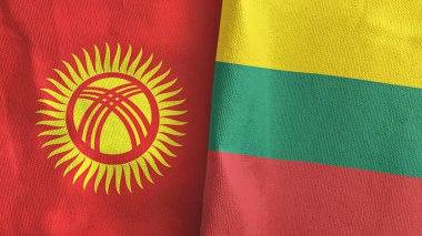 Litvanya ve Kırgızistan iki bayraklı tekstil kumaşı 3D