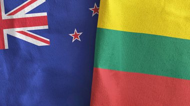 Litvanya ve Yeni Zelanda 'da iki bayraklı tekstil kumaşı 3D