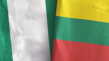 Litvanya ve Nijerya iki bayraklı tekstil kumaşı 3D