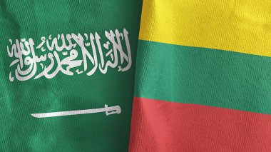 Litvanya ve Suudi Arabistan 'da iki bayraklı tekstil kumaşı 3D