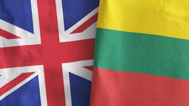 Litvanya ve Birleşik Krallık 'ta iki bayraklı tekstil kumaşı 3D