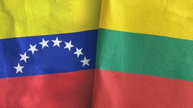 Litvanya ve Venezuela iki bayraklı tekstil kumaşı 3D