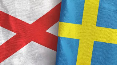 İsveç ve Kuzey İrlanda 'da iki bayraklı kumaş 3D.