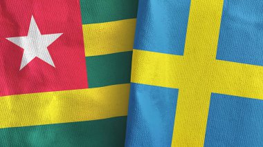 İsveç ve Togo iki bayrak tekstil kumaşı 3D görüntüleme