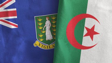 Cezayir ve Virgin Adaları İngiliz yapımı iki bayraklı tekstil kumaşı.