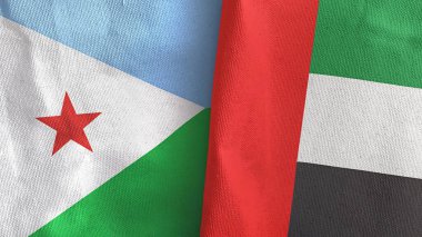 Birleşik Arap Emirlikleri ve Cibuti iki bayraklı tekstil kumaşı 3D