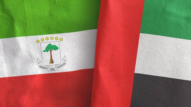 Birleşik Arap Emirlikleri ve Ekvator Ginesi iki bayrak tekstil kumaşı 3D