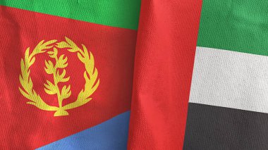 Birleşik Arap Emirlikleri ve Eritre iki bayraklı tekstil kumaşı 3D