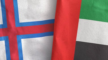 Birleşik Arap Emirlikleri ve Faroe Adaları. İki bayraklı tekstil kumaşı.