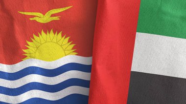 Birleşik Arap Emirlikleri ve Kiribati iki bayraklı tekstil kumaşı 3D