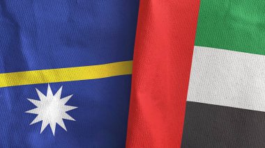 Birleşik Arap Emirlikleri ve Nauru iki bayrak tekstil kumaşı 3D