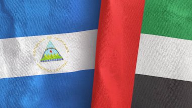Birleşik Arap Emirlikleri ve Nikaragua 2 bayraklı tekstil kumaşı 3D