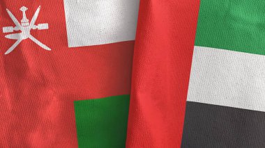 Birleşik Arap Emirlikleri ve Umman iki bayrak tekstil kumaşı 3D