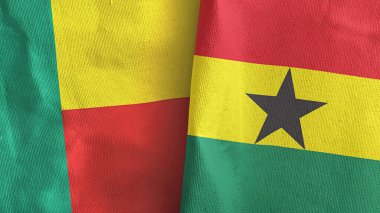 Gana ve Benin iki bayraklı tekstil kumaşı.