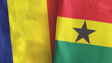 Gana ve Chad 'in iki bayrağı tekstil kumaşı 3D.