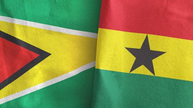 Gana ve Guyana iki bayraklı tekstil kumaşı.