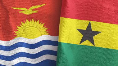 Gana ve Kiribati iki bayraklı tekstil kumaşı.